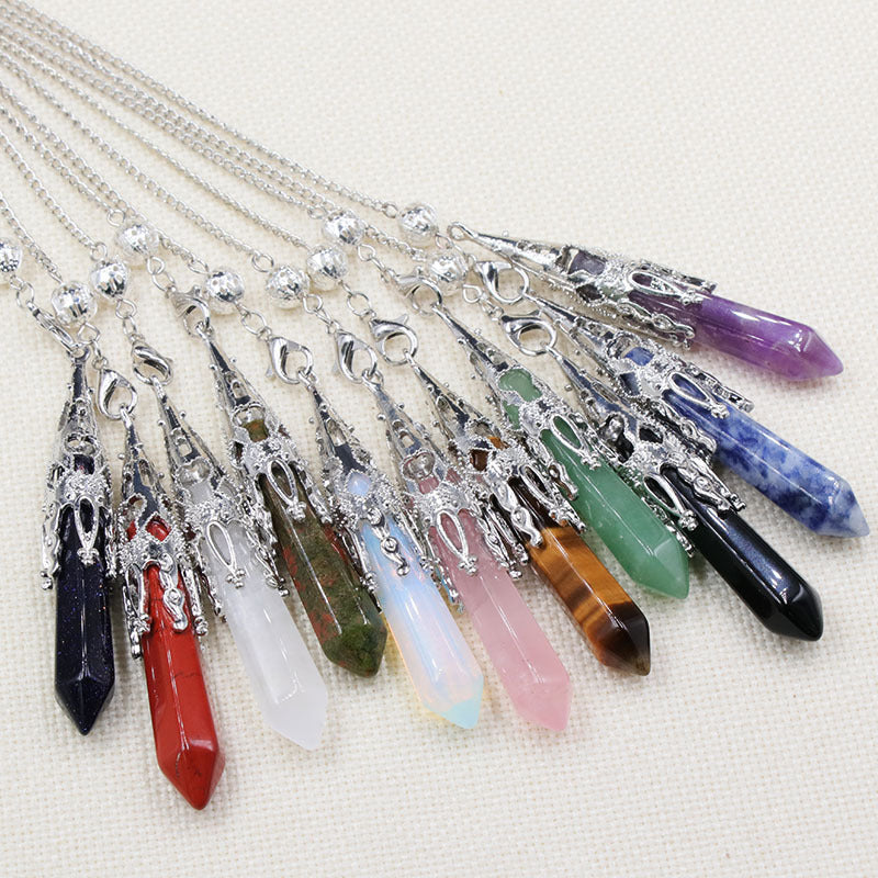 Rock crystal hexagonal column pendulum pendant