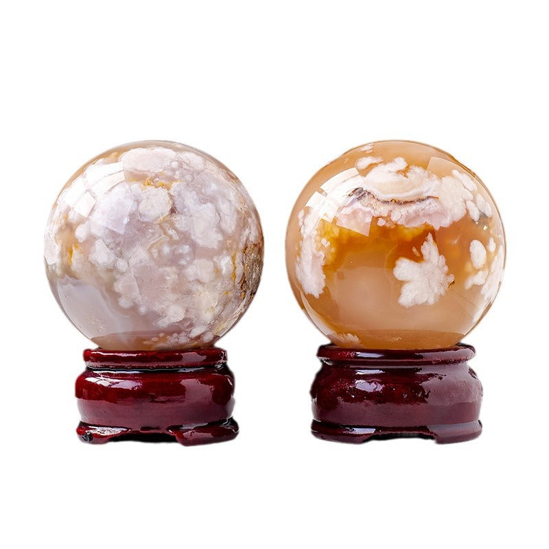 Natural crystal cherry blossom agate crystal ball/sphere