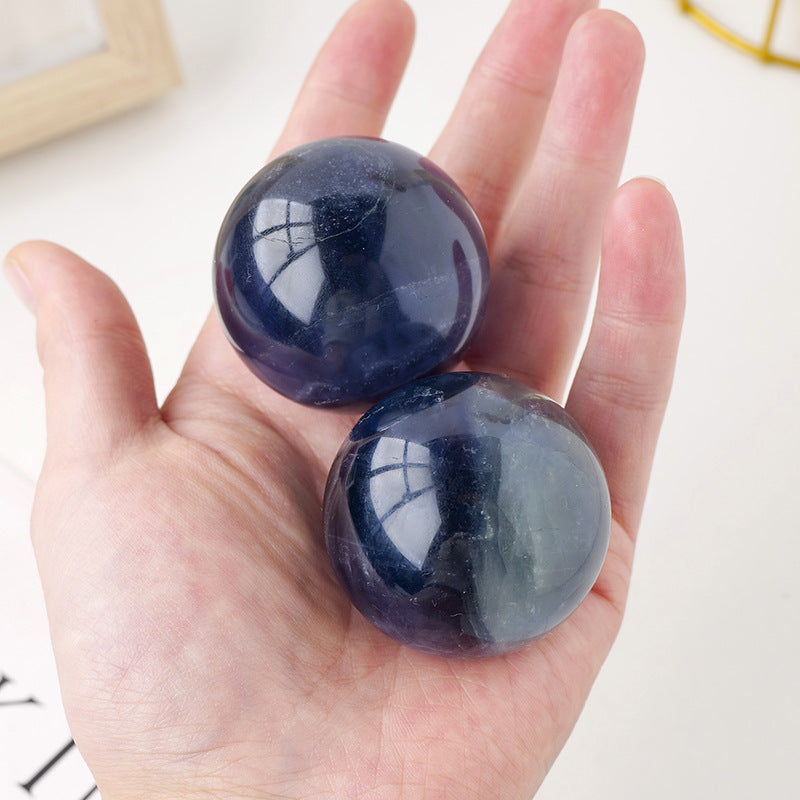 Natural crystal blue-green fluorite ball/sphere